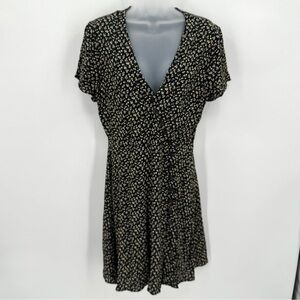 Madewell Button-Wrap Dress 4 Women’s Playground Posies Black Floral Short Slv